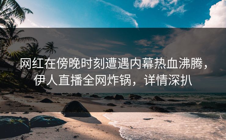 网红在傍晚时刻遭遇内幕热血沸腾，伊人直播全网炸锅，详情深扒