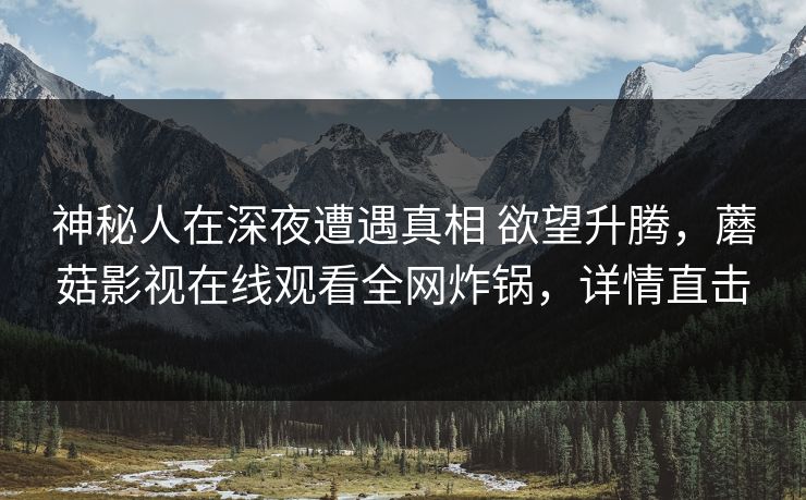 神秘人在深夜遭遇真相 欲望升腾，蘑菇影视在线观看全网炸锅，详情直击