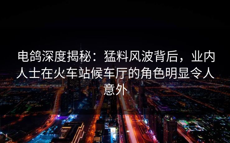 电鸽深度揭秘：猛料风波背后，业内人士在火车站候车厅的角色明显令人意外