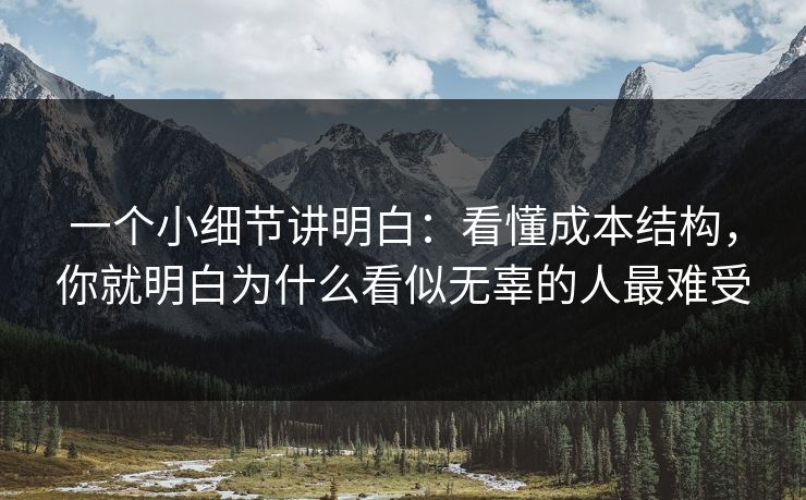 一个小细节讲明白:看懂成本结构,你就明白为什么看似无辜的人最难受 一个小细节讲明白:看懂成本结构,你就明白为什么看似无辜的人最难受